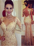 Spaghetti Straps Mermaid Sequins Lace Prom with One Long Sleeves LBQ2172